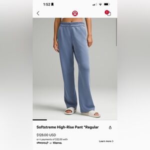 LULULEMON SIZE 6 SOFT STREAM SWEATPANTS